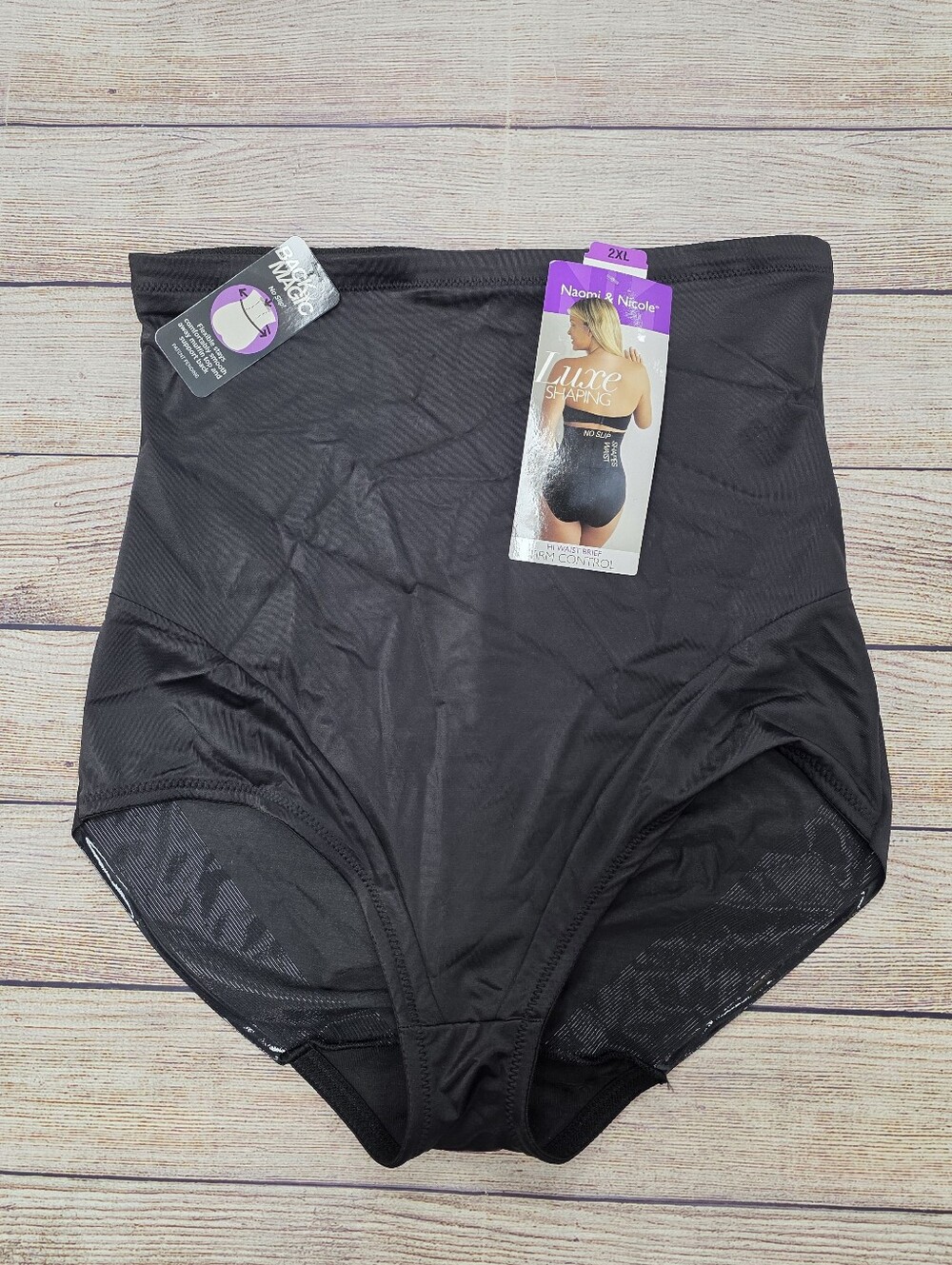 Naomi & Nicole Luxe Hi-Waist Shaping Brief - Black Sizeโ 2XL